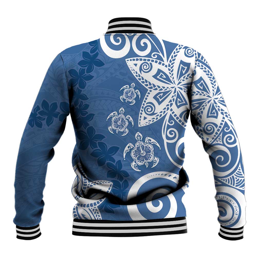 Polynesia Baseball Jacket Blue Tribal Turtle Floral Pattern LT05 - Polynesian Pride