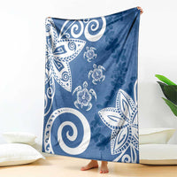 Polynesia Blanket Blue Tribal Turtle Floral Pattern LT05 - Polynesian Pride