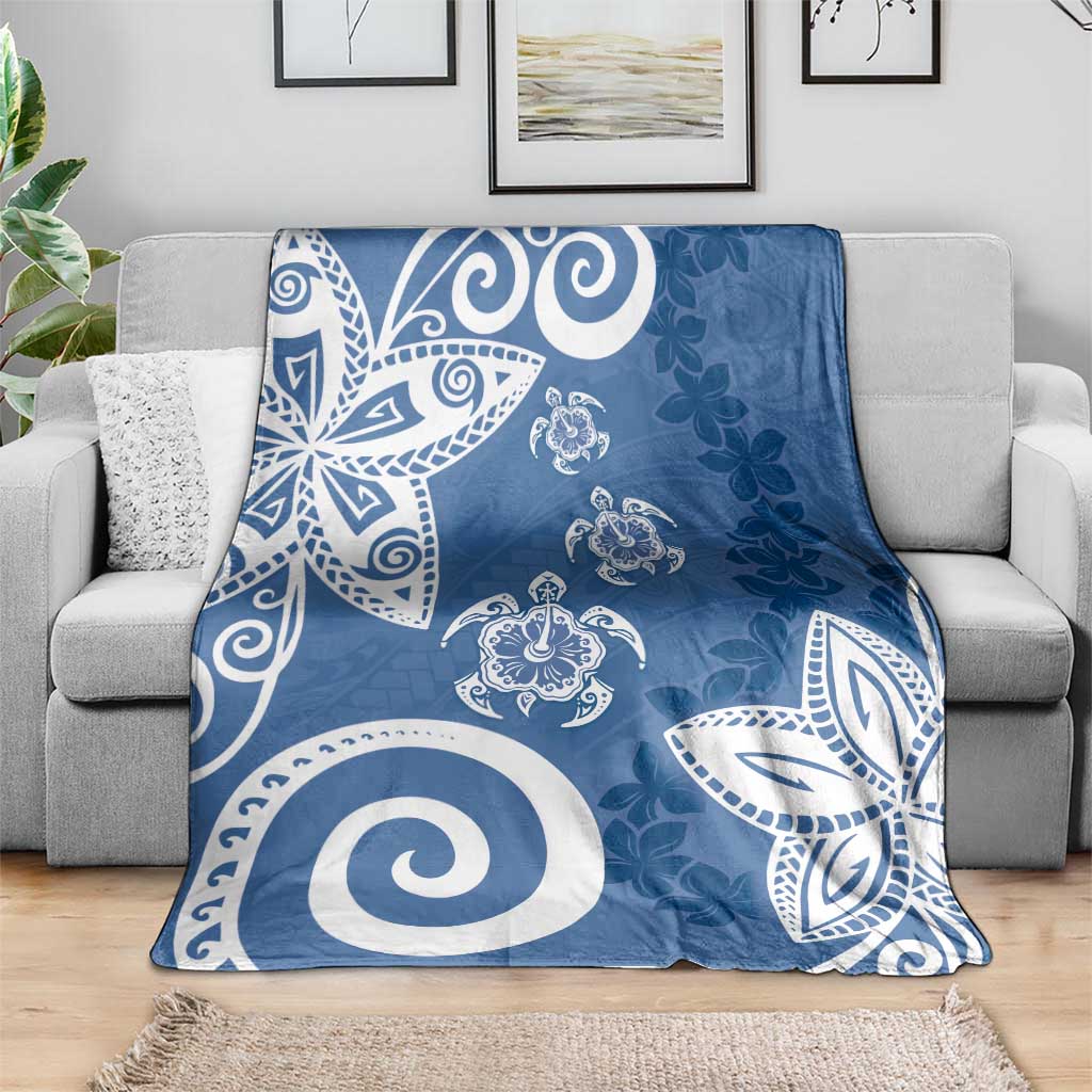 Polynesia Blanket Blue Tribal Turtle Floral Pattern LT05 - Polynesian Pride