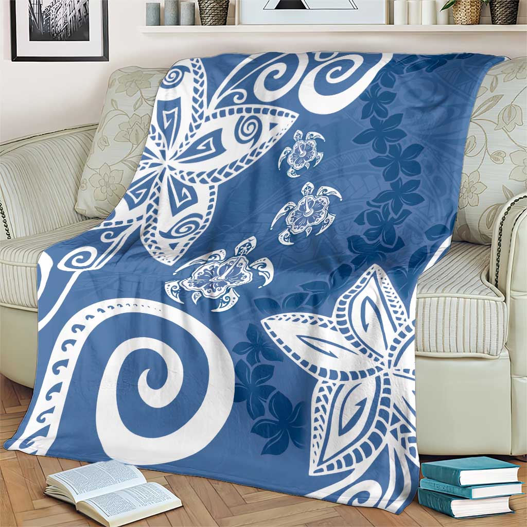 Polynesia Blanket Blue Tribal Turtle Floral Pattern LT05 - Polynesian Pride