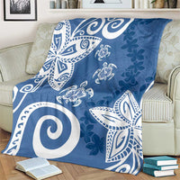 Polynesia Blanket Blue Tribal Turtle Floral Pattern LT05 - Polynesian Pride
