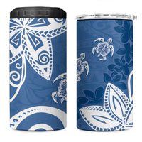 Polynesia 4 in 1 Can Cooler Tumbler Blue Tribal Turtle Floral Pattern LT05 One Size: 16 oz Blue - Polynesian Pride