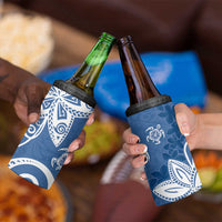 Polynesia 4 in 1 Can Cooler Tumbler Blue Tribal Turtle Floral Pattern LT05 - Polynesian Pride