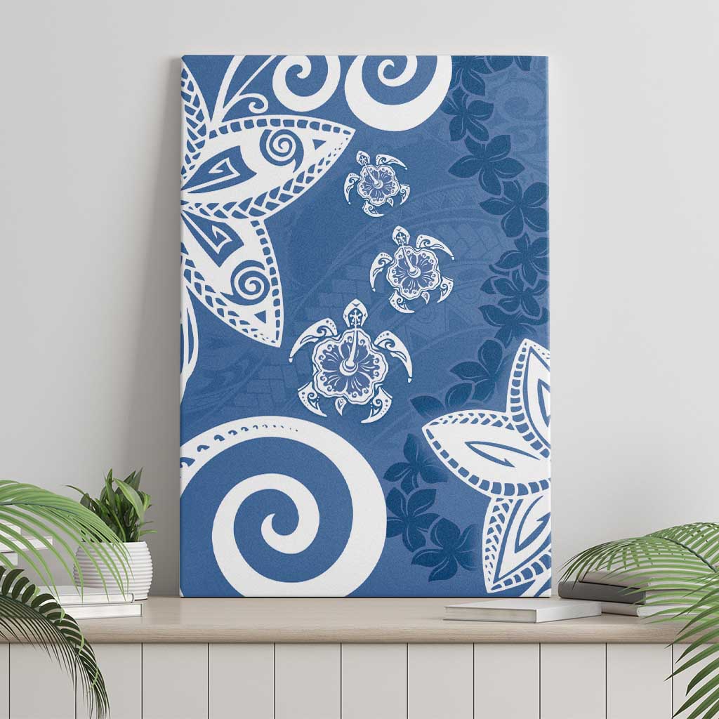 Polynesia Canvas Wall Art Blue Tribal Turtle Floral Pattern LT05 - Polynesian Pride