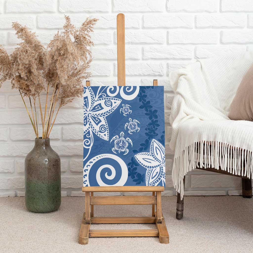 Polynesia Canvas Wall Art Blue Tribal Turtle Floral Pattern LT05 - Polynesian Pride