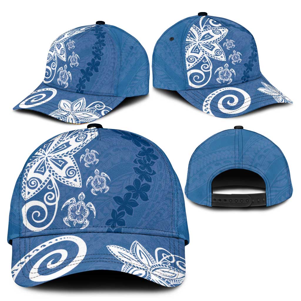 Polynesia Classic Cap Blue Tribal Turtle Floral Pattern - Polynesian Pride
