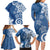 Polynesia Family Matching Long Sleeve Bodycon Dress and Hawaiian Shirt Blue Tribal Turtle Floral Pattern