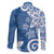 Polynesia Family Matching Long Sleeve Bodycon Dress and Hawaiian Shirt Blue Tribal Turtle Floral Pattern