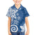 Polynesia Family Matching Long Sleeve Bodycon Dress and Hawaiian Shirt Blue Tribal Turtle Floral Pattern