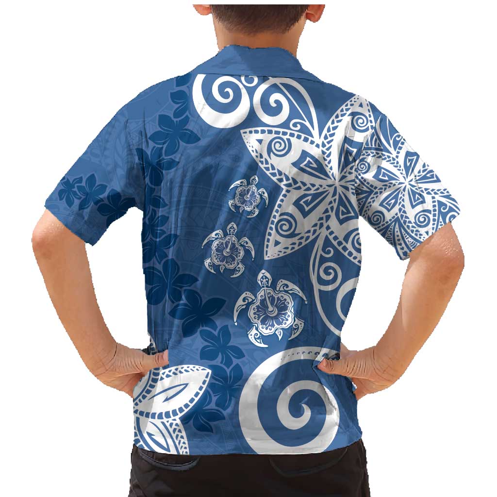 Polynesia Family Matching Mermaid Dress and Hawaiian Shirt Blue Tribal Turtle Floral Pattern