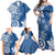 Polynesia Family Matching Off Shoulder Maxi Dress and Hawaiian Shirt Blue Tribal Turtle Floral Pattern