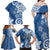 Polynesia Family Matching Off Shoulder Maxi Dress and Hawaiian Shirt Blue Tribal Turtle Floral Pattern