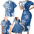 Polynesia Family Matching Short Sleeve Bodycon Dress and Hawaiian Shirt Blue Tribal Turtle Floral Pattern