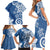 Polynesia Family Matching Short Sleeve Bodycon Dress and Hawaiian Shirt Blue Tribal Turtle Floral Pattern