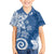 Polynesia Family Matching Short Sleeve Bodycon Dress and Hawaiian Shirt Blue Tribal Turtle Floral Pattern