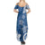 Polynesia Family Matching Summer Maxi Dress and Hawaiian Shirt Blue Tribal Turtle Floral Pattern