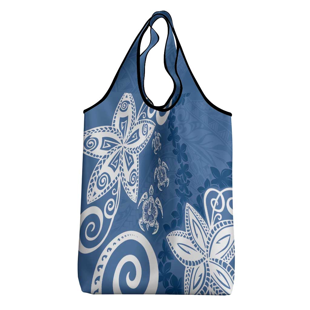 Polynesia Grocery Bag Blue Tribal Turtle Floral Pattern LT05 - Polynesian Pride