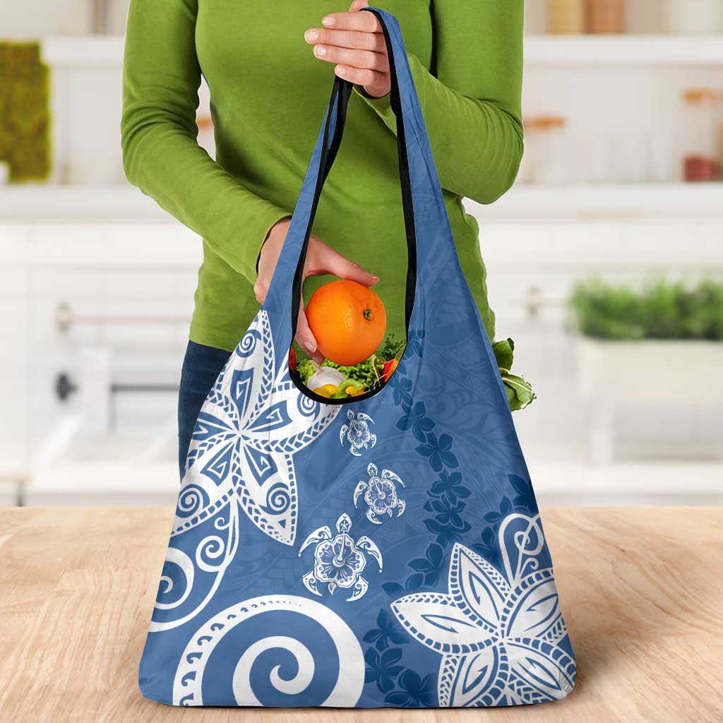 Polynesia Grocery Bag Blue Tribal Turtle Floral Pattern LT05 - Polynesian Pride
