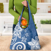Polynesia Grocery Bag Blue Tribal Turtle Floral Pattern LT05 - Polynesian Pride