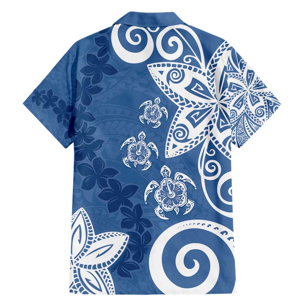 Polynesia Hawaiian Shirt Blue Tribal Turtle Floral Pattern LT05 - Polynesian Pride