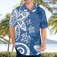 Polynesia Hawaiian Shirt Blue Tribal Turtle Floral Pattern LT05 - Polynesian Pride