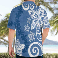 Polynesia Hawaiian Shirt Blue Tribal Turtle Floral Pattern LT05 - Polynesian Pride