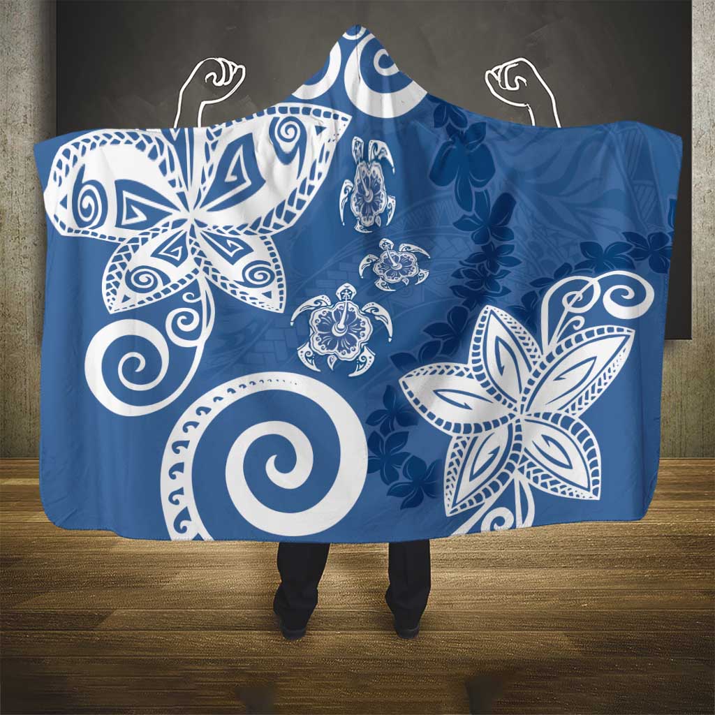 Polynesia Hooded Blanket Blue Tribal Turtle Floral Pattern LT05 - Polynesian Pride