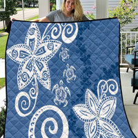Polynesia Quilt Blue Tribal Turtle Floral Pattern