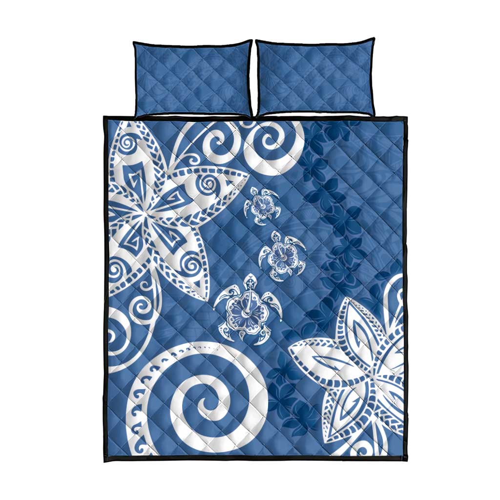Polynesia Quilt Bed Set Blue Tribal Turtle Floral Pattern LT05 - Polynesian Pride
