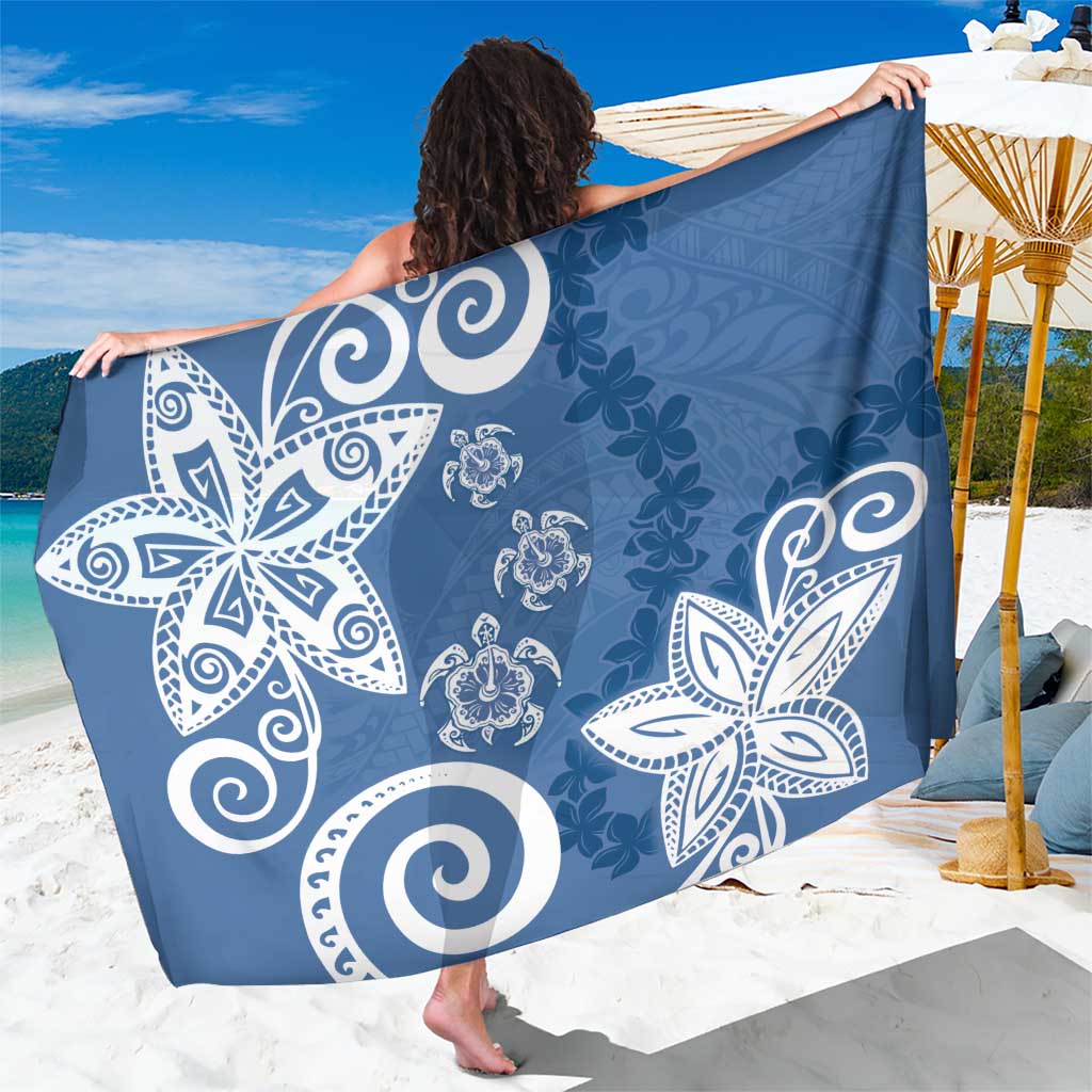Polynesia Sarong Blue Tribal Turtle Floral Pattern