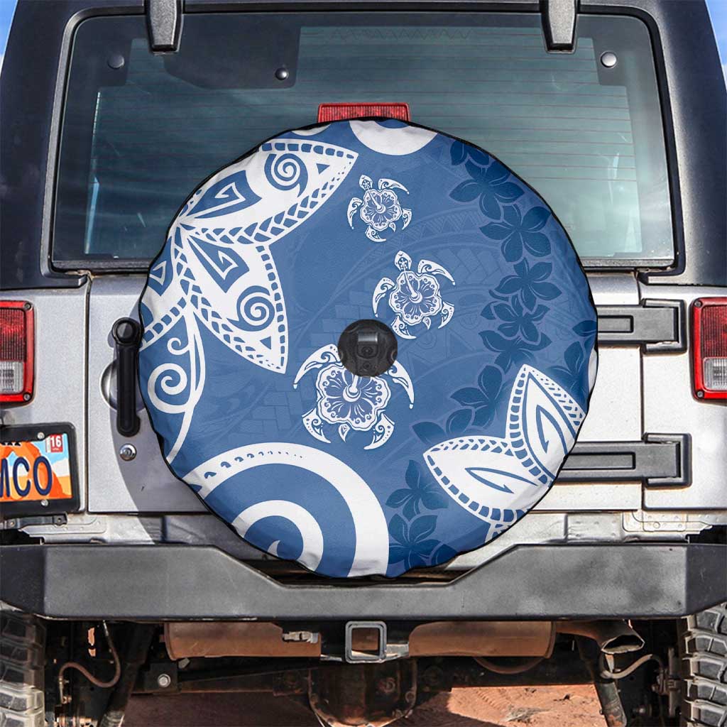 Polynesia Spare Tire Cover Blue Tribal Turtle Floral Pattern LT05 Blue - Polynesian Pride