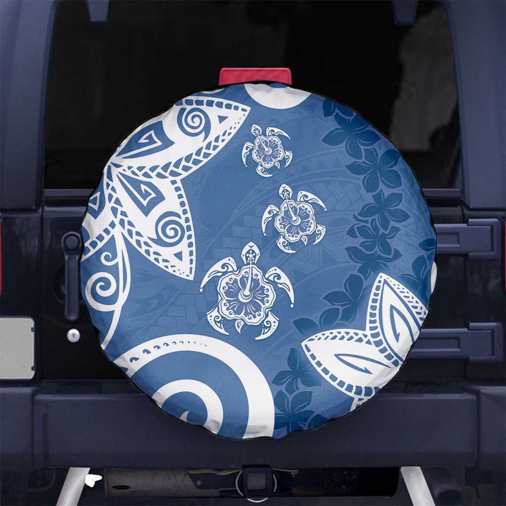 Polynesia Spare Tire Cover Blue Tribal Turtle Floral Pattern LT05 - Polynesian Pride