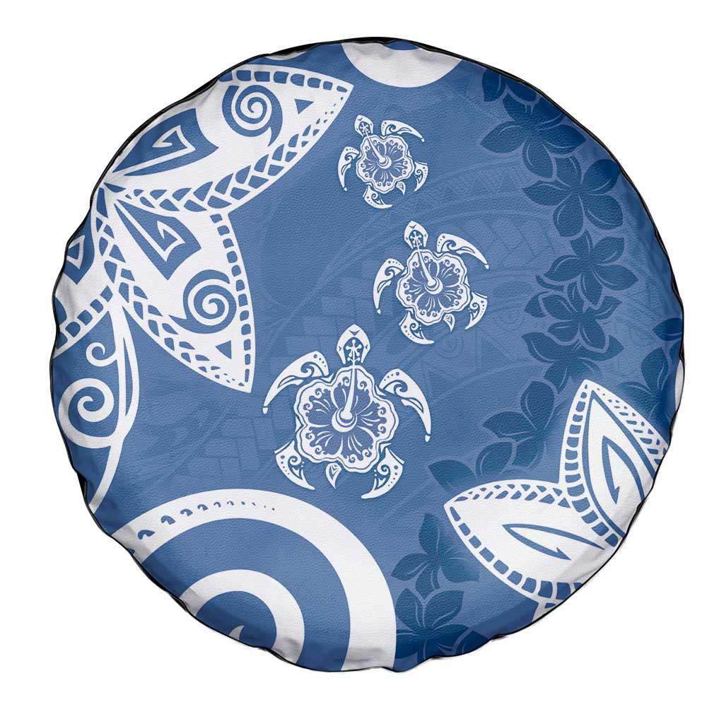 Polynesia Spare Tire Cover Blue Tribal Turtle Floral Pattern LT05 - Polynesian Pride