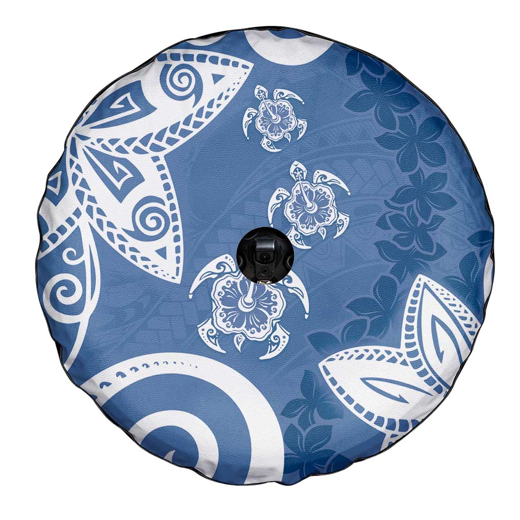 Polynesia Spare Tire Cover Blue Tribal Turtle Floral Pattern LT05 - Polynesian Pride