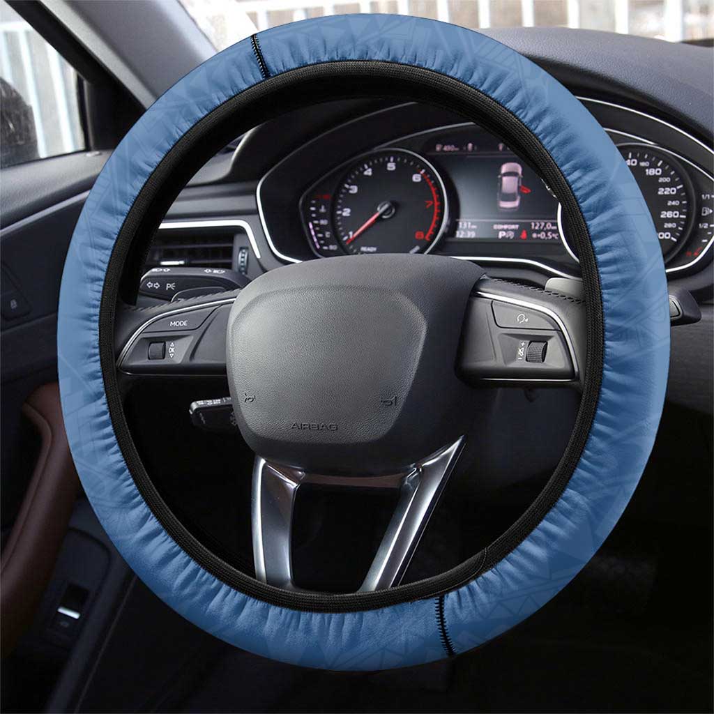 Polynesia Steering Wheel Cover Blue Tribal Turtle Floral Pattern LT05 - Polynesian Pride
