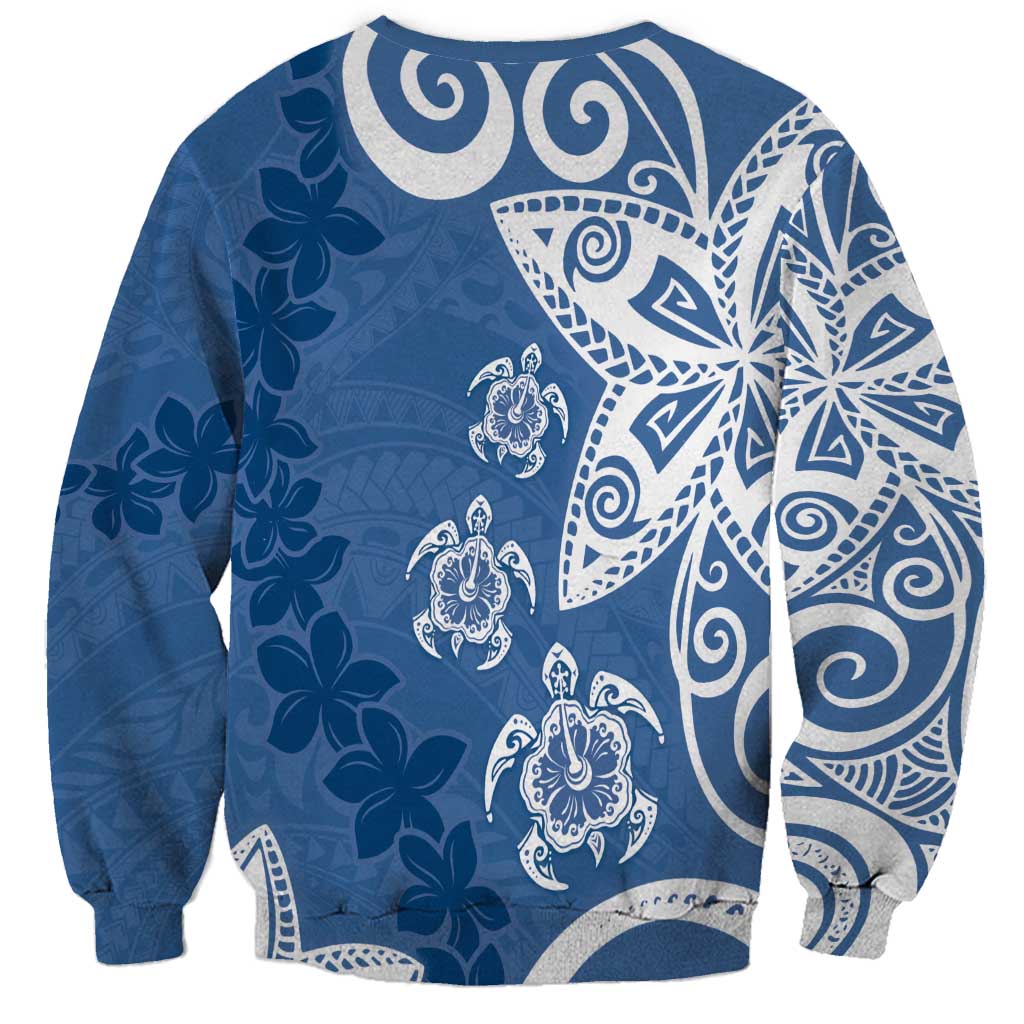Polynesia Sweatshirt Blue Tribal Turtle Floral Pattern LT05 - Polynesian Pride