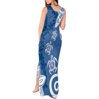 Polynesia Tank Maxi Dress Blue Tribal Turtle Floral Pattern LT05 - Polynesian Pride