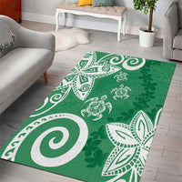 Polynesia Area Rug Green Tribal Turtle Floral Pattern LT05 - Polynesian Pride