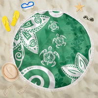 Polynesia Beach Blanket Green Tribal Turtle Floral Pattern LT05 One Size 150cm Green - Polynesian Pride