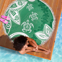 Polynesia Beach Blanket Green Tribal Turtle Floral Pattern LT05 - Polynesian Pride