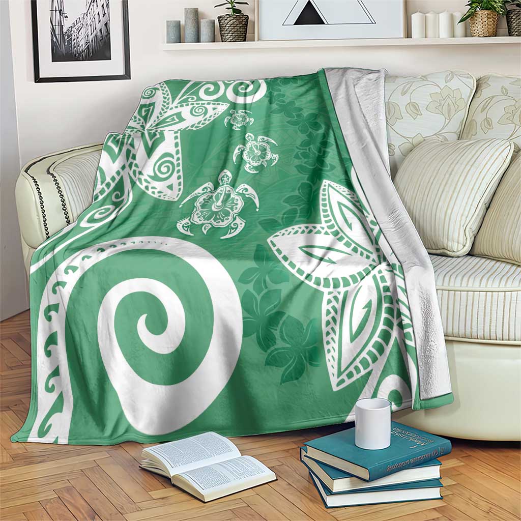 Polynesia Blanket Green Tribal Turtle Floral Pattern LT05 Green - Polynesian Pride