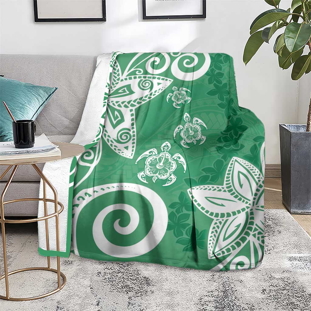 Polynesia Blanket Green Tribal Turtle Floral Pattern LT05 - Polynesian Pride