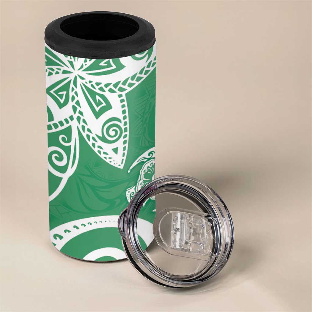 Polynesia 4 in 1 Can Cooler Tumbler Green Tribal Turtle Floral Pattern LT05 - Polynesian Pride