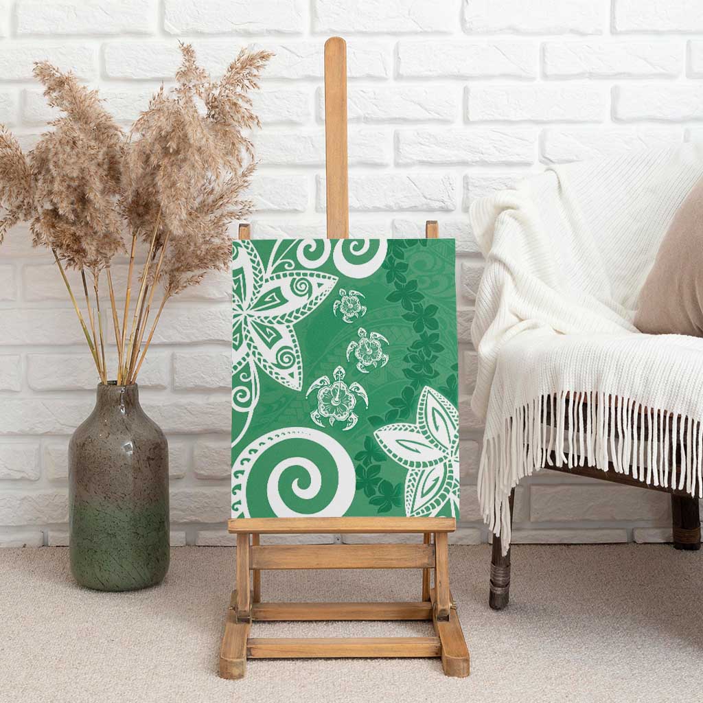 Polynesia Canvas Wall Art Green Tribal Turtle Floral Pattern LT05 - Polynesian Pride