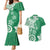 Polynesia Couples Matching Mermaid Dress and Hawaiian Shirt Green Tribal Turtle Floral Pattern