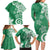 Polynesia Family Matching Long Sleeve Bodycon Dress and Hawaiian Shirt Green Tribal Turtle Floral Pattern