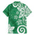 Polynesia Family Matching Long Sleeve Bodycon Dress and Hawaiian Shirt Green Tribal Turtle Floral Pattern