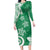 Polynesia Family Matching Long Sleeve Bodycon Dress and Hawaiian Shirt Green Tribal Turtle Floral Pattern