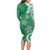 Polynesia Family Matching Long Sleeve Bodycon Dress and Hawaiian Shirt Green Tribal Turtle Floral Pattern