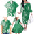 Polynesia Family Matching Off The Shoulder Long Sleeve Dress and Hawaiian Shirt Green Tribal Turtle Floral Pattern